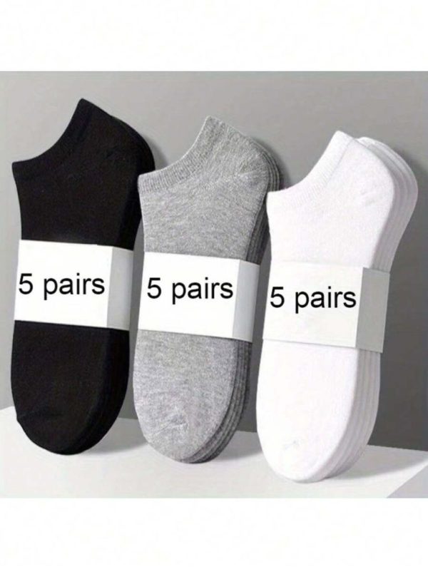 5 Pairs Simple Solid Tennis Socks, Soft & Lightweight Unisex Low Cut Tennis Socks, Women’s Stockings & Hosiery
