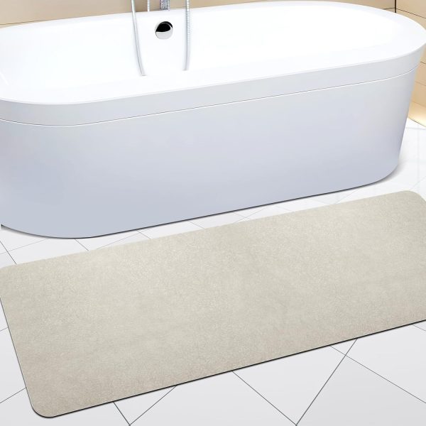 Diatomaceous Earth Bath Mat Soft Diatomite Stone Bath Mat Large Non-Slip Super Absorbent Fast Drying Long Shower Mat Thin Washable Bathroom Rugs Floor Mat 15.7" x 47.2"