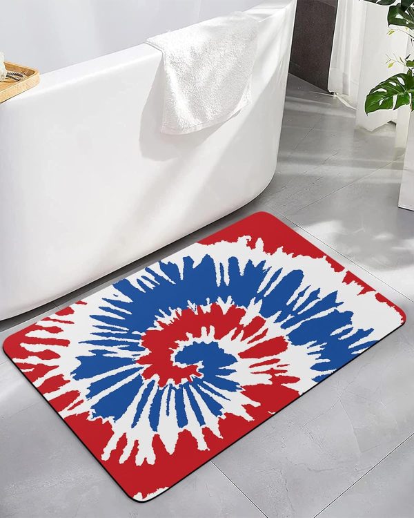 Diatomaceous Earth Bath Rug Bathtub Mat, Multicolor Tie Dye Quick Dry Non-Slip Diatomite Mud Bathroom Floor Rugs for Bath Tub Kitchen Absorbent Pad, 18x30 Inch