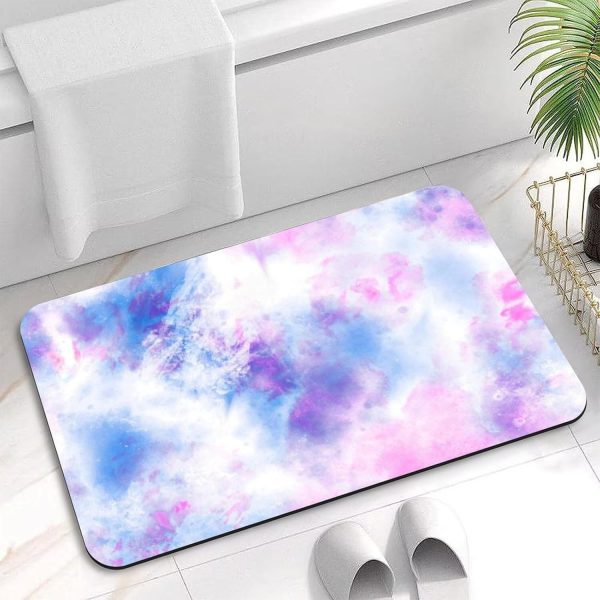 Multicolor Swirl Tie Dye Bathroom Rugs Diatomaceous Earth Bath Mat Non-Slip Quick Dry Absorbent Shower Rug for Bathroom Floor 24x16 Inch