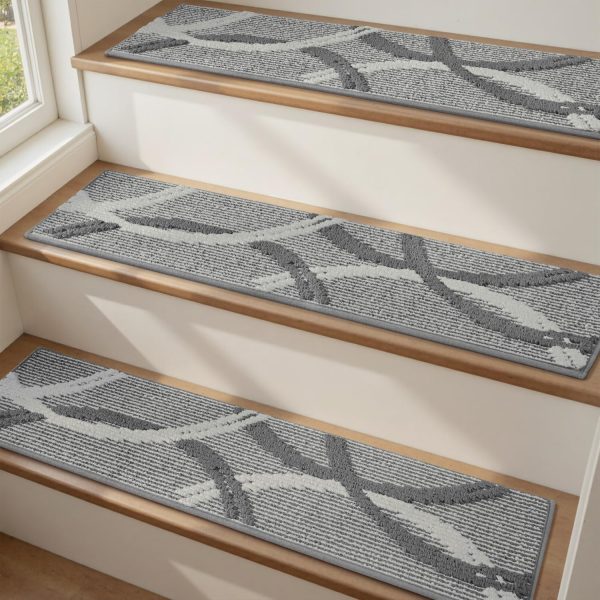 Stair Treads for Wooden Steps,15 Pack Peel and Stick Stair Treads Indoor,3D Adhesive Stair Runner for Kids,Elders and Pets, Washable Carpet for Stairs,8"x30",Grey